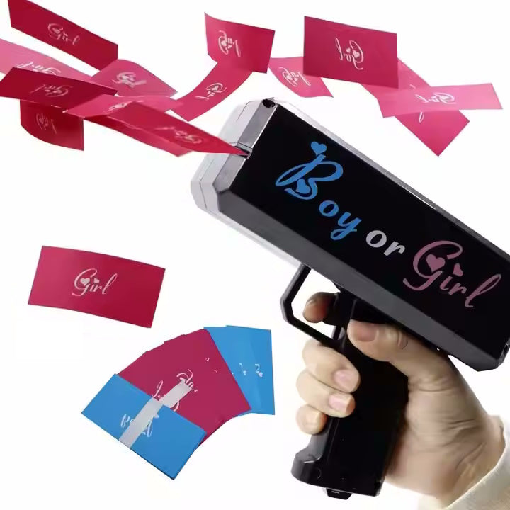 Gender Reveal Money Gun - inclusief 100 briefjes